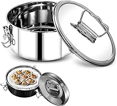 Flan Mold with Lid, Stainless Steel Flan Maker with Ergonomic Handle, Flanera Flan Maker Compatible with Instant Pot, Flan Pan for Making Flan, Cheesecake, Pudding, Mousse, Tart(Silver)