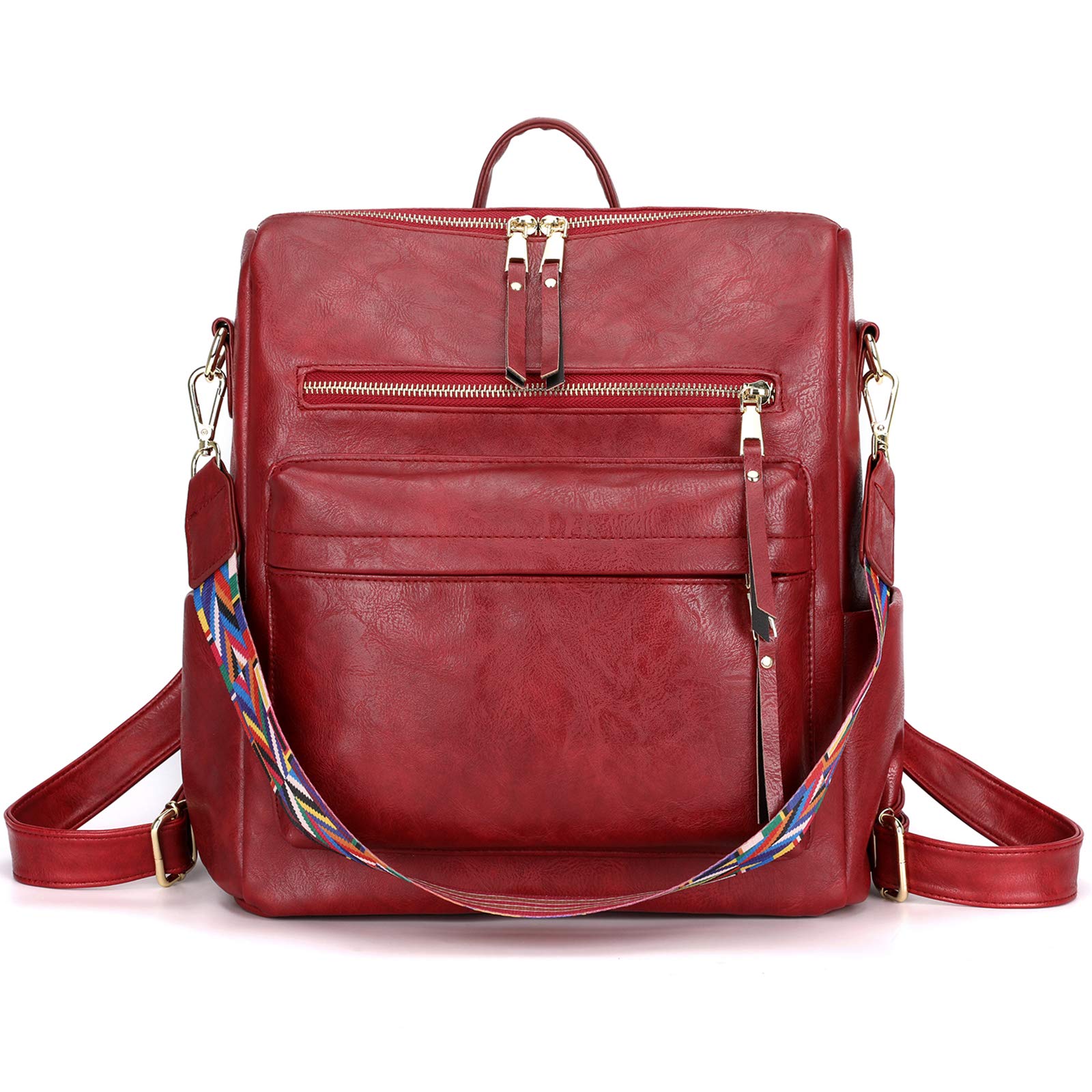 ZOCILOR Womens Fashion Backpack Purse Multipurpose Design Convertible Satchel Handbags Shoulder Bag Travel bag, Red, ONE_SIZE, Fashion (B08LNDMBGF) Amazon Price History, Amazon Price Tracker