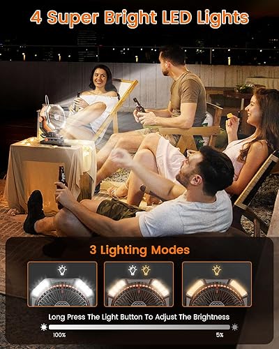 Miniatura 5 de coldSky Ventilador de campamento con motor doble, clip de 20000 mAh con pantalla digital, 9 pulgadas, portátil, funciona con batería con linterna