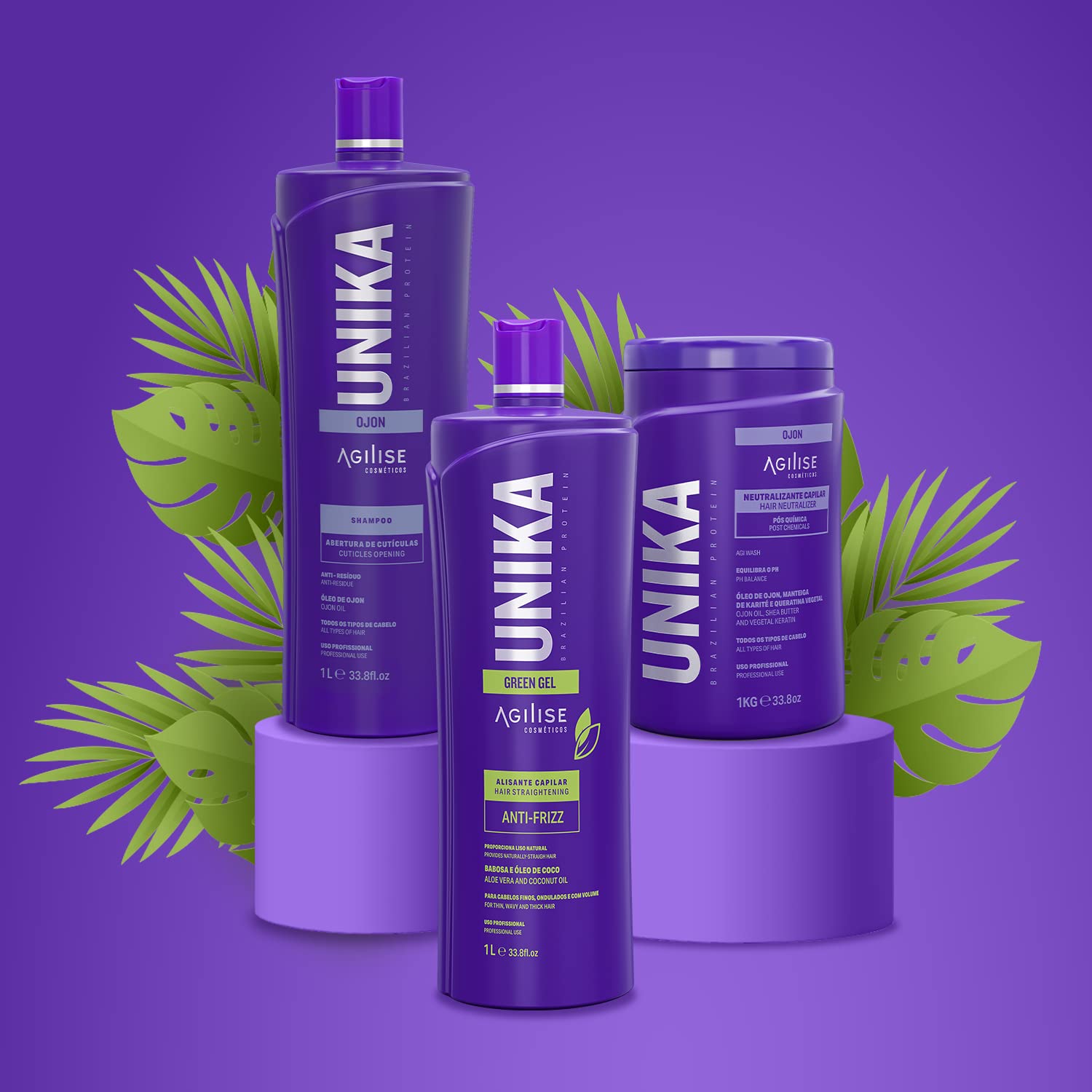 Agilise | Unika Green Gel Hair Prostowanie | Anti-Frizz For Thin, Wavy And Thick Hair | 1000 ml