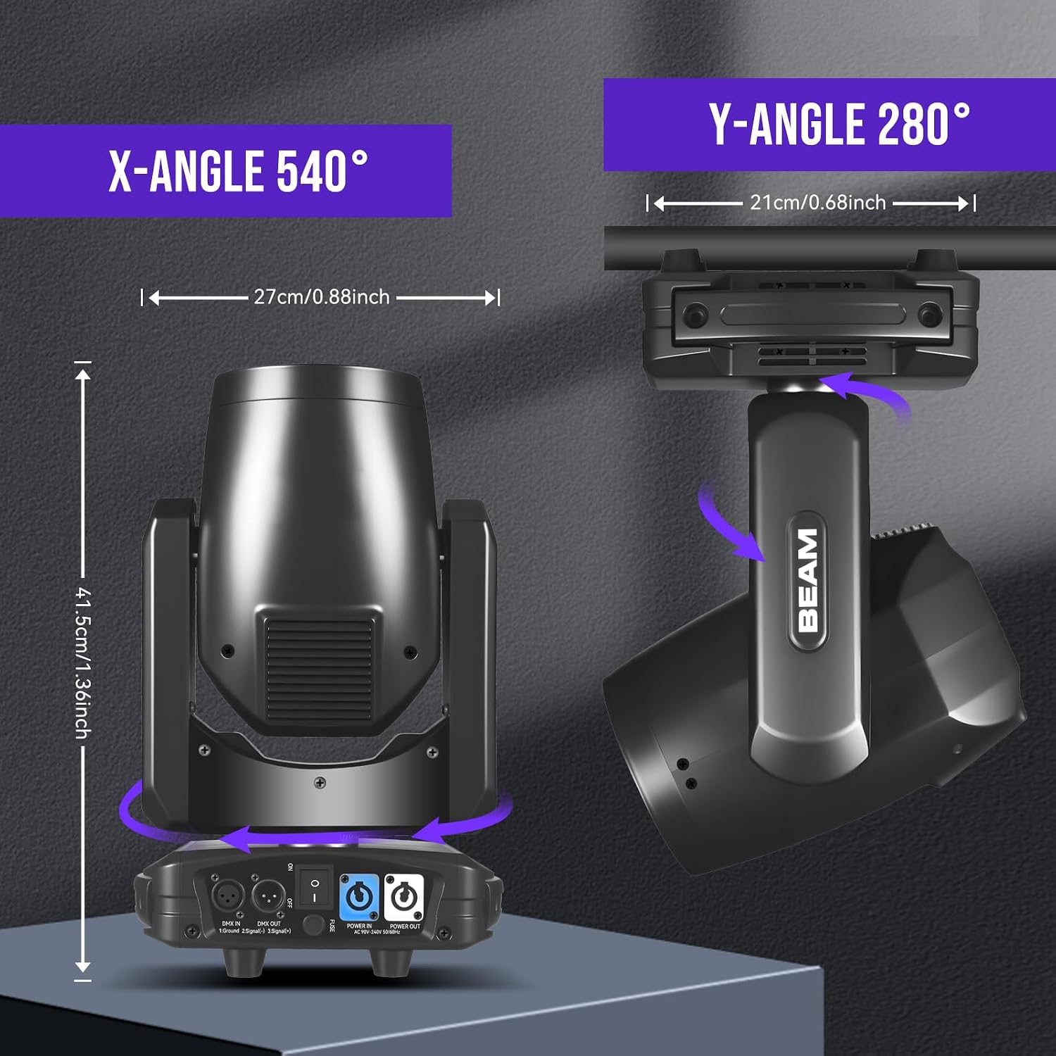 MINGJIE 300W Moving Head DJ Lights, 48-Facet Prism Stage Lighting with 15 Gobos & 15 Colors, DMX512 Sound Activated LED Beam Spot for Wedding, Bar, Party, KTV, Stage Show (1PC)
