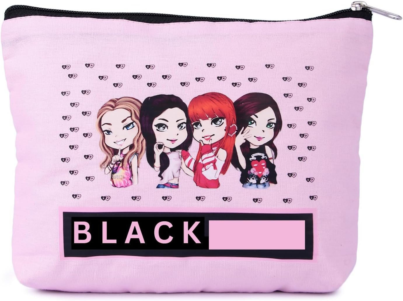 Cotton Canvas Kpop blackpink merch big capacity waterproof blackpink k-pop fans storage zipper bag for cosmetics, toiletries, small accessories, or personal essentials