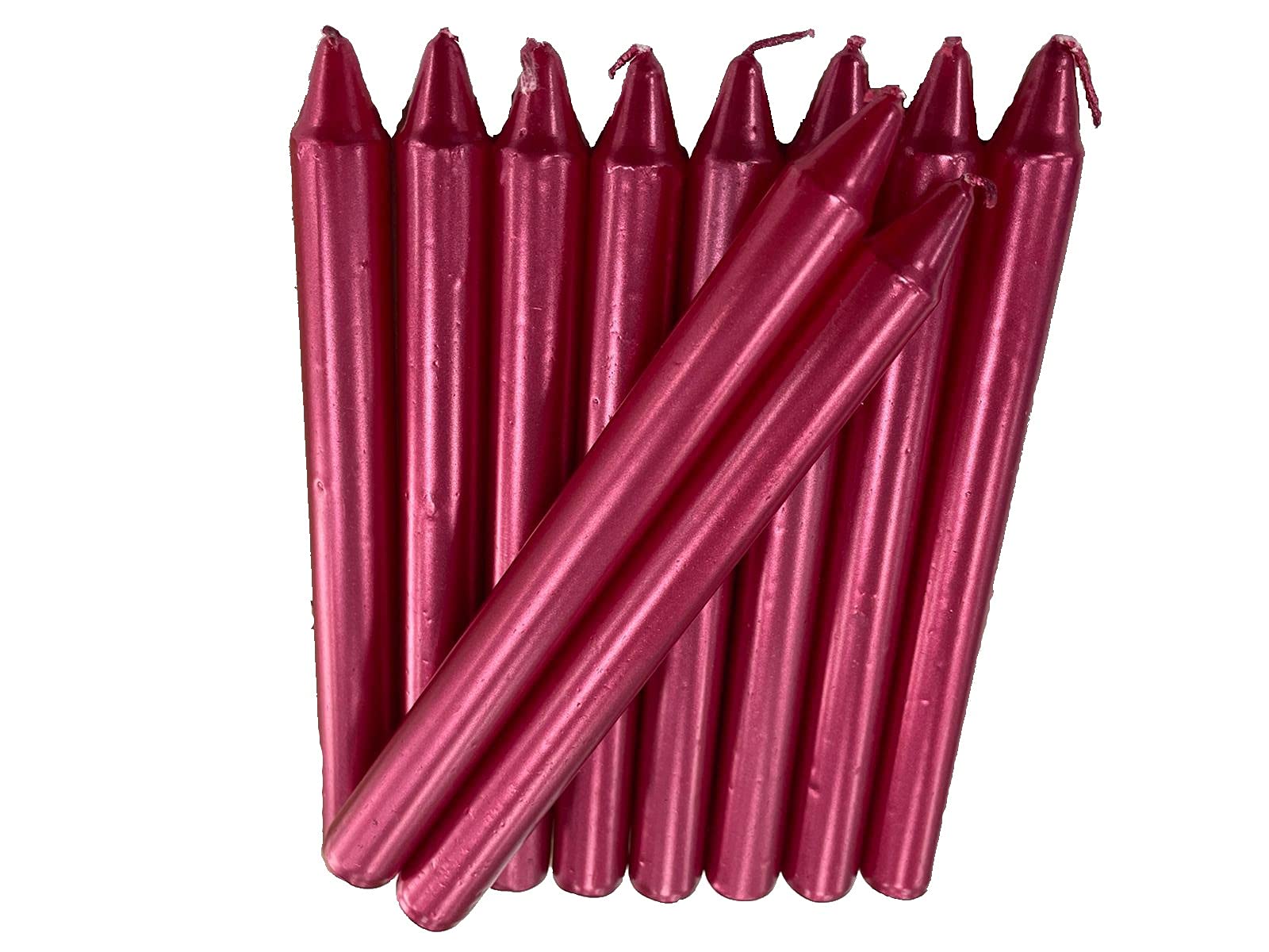SHINE Dinner Metallic Coat Candles NON-DRIP Tapered Candles Home Party Church 10 PCS (Poinsettia)