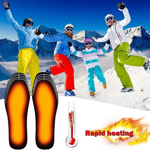 Miniatura 6 de BESWORLDS Plantillas térmicas, zapatos con calefacción USB para deportes al aire libre, calentador de pies para hombres y mujeres, invierno, caza,
