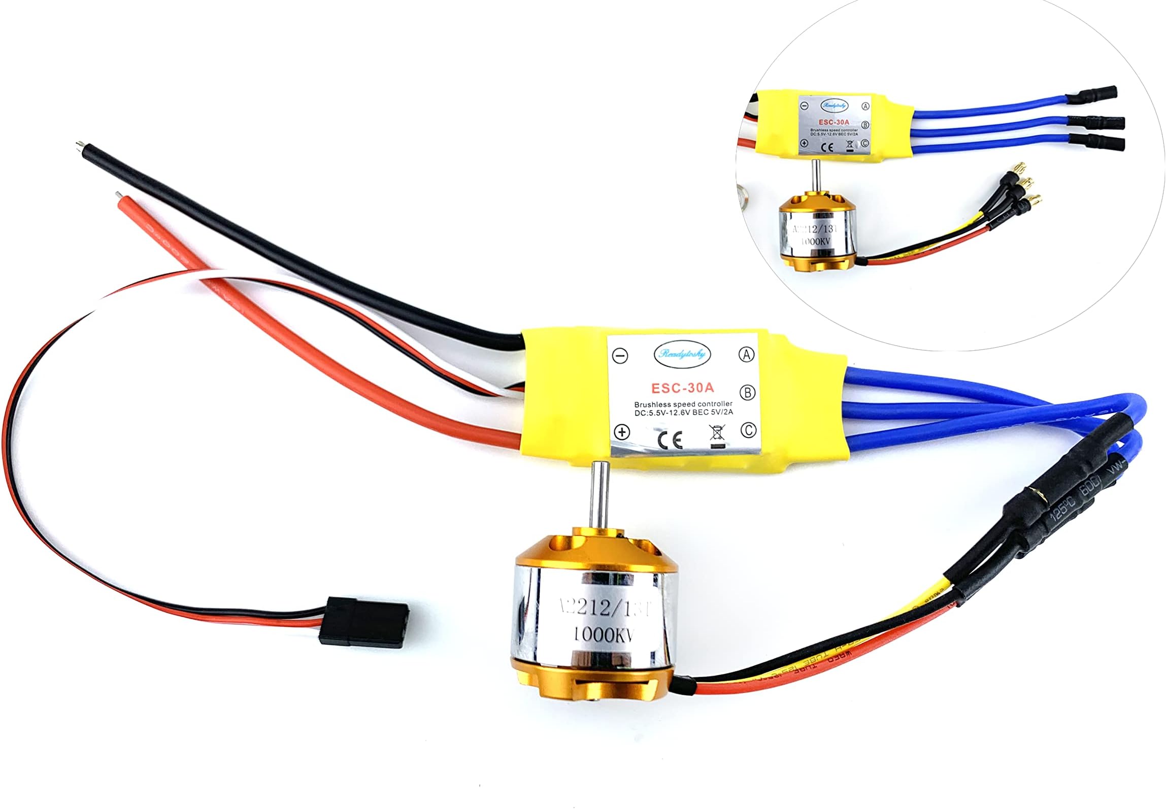 YoungRC A2212 1000KV Brushless Motor+ 30A ESC Electric Speed Controller with Gold Bullet Banana Plugs for RC Multicopter Quadcopter