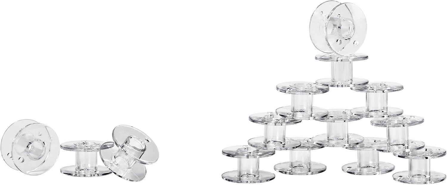 Paxcoo 36 Pcs Transparent Plastic Sewing Machine Bobbins with Case and Soft Measuring Tape for Brother Singer Babylock Janome