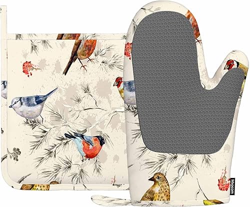 Manoplas abstractas para horno y soporte para ollas resistentes al calor, arte floral, hojas de leopardo, plantas de leopardo, vintage, rosa, para