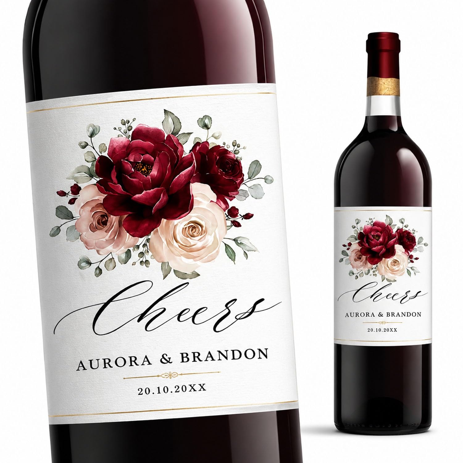 Personalized Wine Labels With Photo For Wedding, Engagement Party - Custom Wedding Wine Bottle Stickers Decor, Bridal Shower Keepsake, Gift For Bride And Groom, Newlyweds