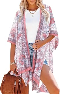 Women's Swimsuit Cover up Beach Kaftan for Bathing Suit with Floral Pattern
