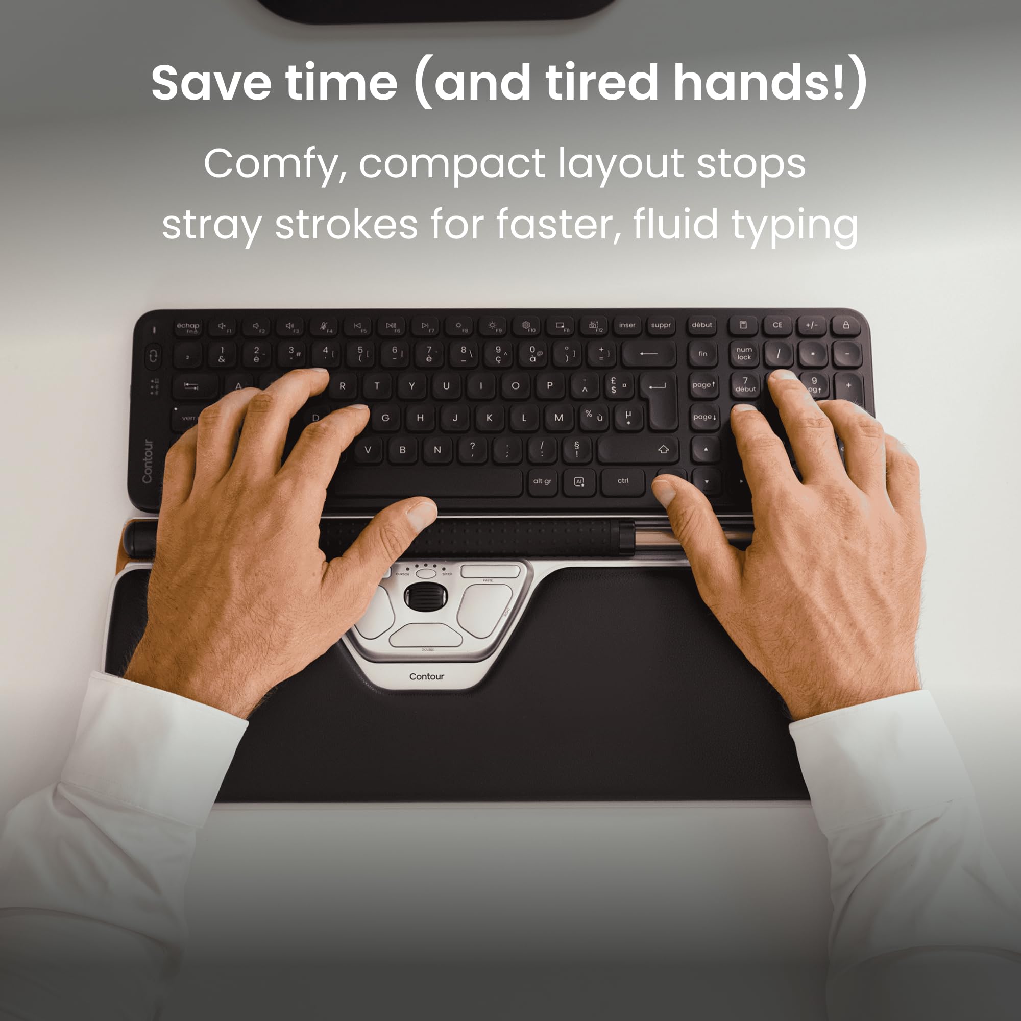 Contour Balance Keyboard | Tastiera compatta, tastierino numerico, digitazione confortevole per casa e ufficio, compatibile con Windows e Mac - Black - Wireless - PN Layout
