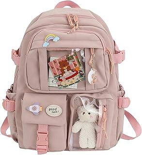 Mochila Kawaii Com Broche E Acessórios Kawaii, Mochilas Escolares Kawaii Fofas Para Meninas Adolescentes, Bolsa GranCapacida, Mochila Viagem Estética Para Meninas