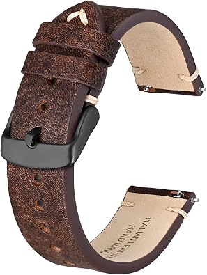 BSIONSTRAP Antique Watch Bands for Men, Italian Leather, Quick Release Watch Straps, Compatible with Watch Lug Width 18mm 20mm 22mm