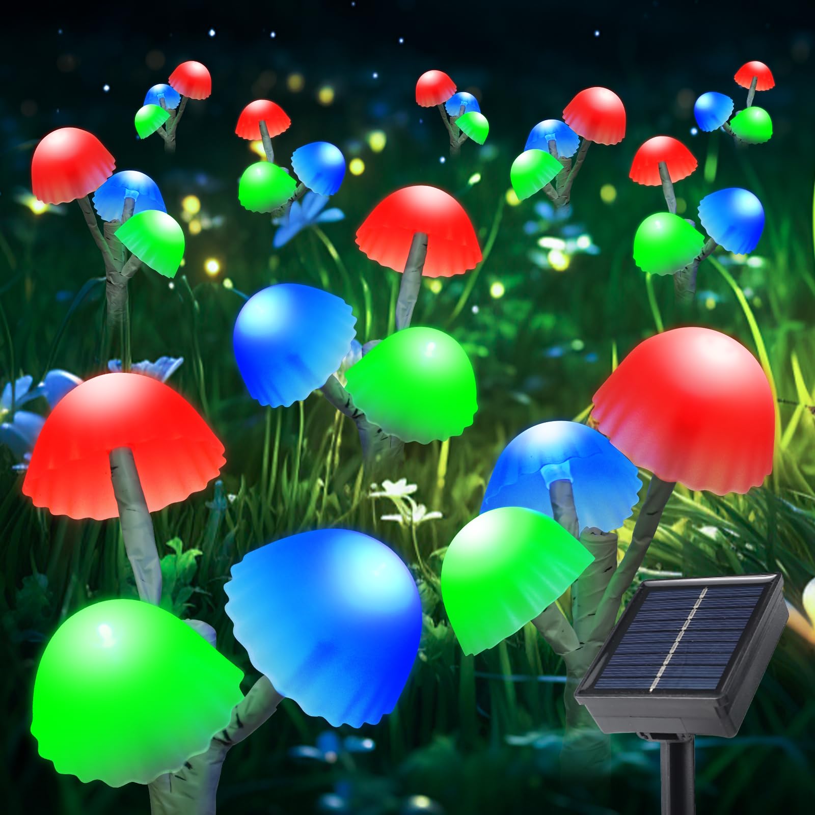 BeHiller Solar-Pilz-Lichter für den Außenbereich für Rasendekorationen, 6 Stück, 18 LEDs, 8 Beleuchtungsmodi, mehrfarbig, Pilze, Hofdekoration für Mutter, Geschenk, Solar-Gartenleuchten für Hinterhof
