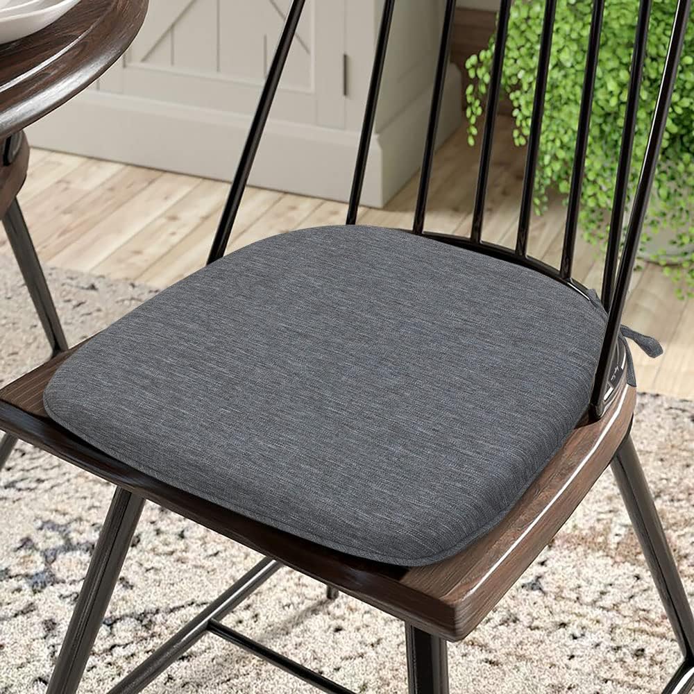 Magpie Fabrics Outdoor/Indoor 17"x16"x2" Chair Cushions with Ties Set of 2, Waterproof All Weather U-Shape Seat Pads Decoration for Patio Garden Furniture Home Office (Heather Grey)