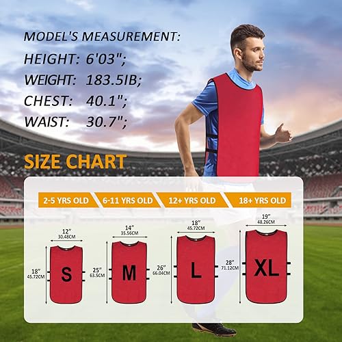 Miniatura 10 de Chalecos de práctica de equipo de malla para niños, jóvenes, adolescentes y adultos para deportes (12 jerseys)