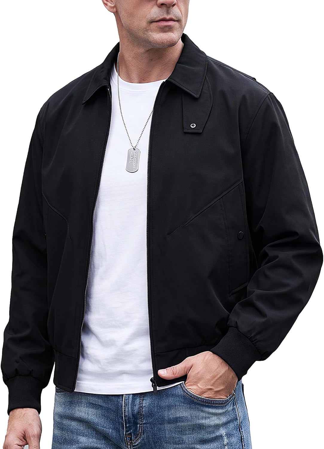 Men’s Lightweight Bomber Jacket, Water-Resistant Casual Windbreaker