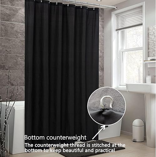 Miniatura 139 de Cortina de ducha de tela blanca con contrapeso inferior, calidad de hotel impermeable, 72 x 72 pulgadas, lavable a máquina B-blanco,Beige