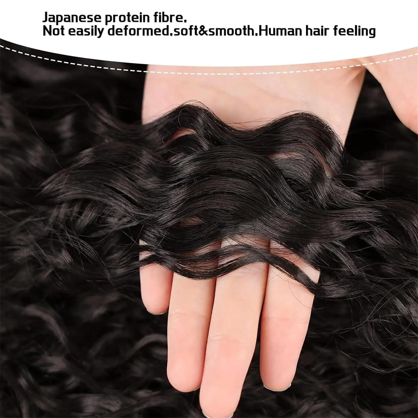 Naturalny Lokowane przedłużane, głębokie fale, kucyk ze ściągaczem, brazylijskie włosy ludzkie, kucyk Idealny wygląd(24inches)