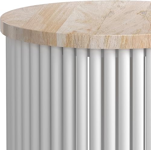 Miniatura 58 de SIMPLIHOME Demy - Mesa auxiliar redonda de metal sólido de 18 pulgadas de ancho con parte superior de mármol genuino blanco y base de metal negro,