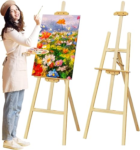 Nian Feng - Caballete de madera para pintar, soporte grande de pintura de suelo para altura y plegado ajustable, 59 pulgadas, para póster de lienzo