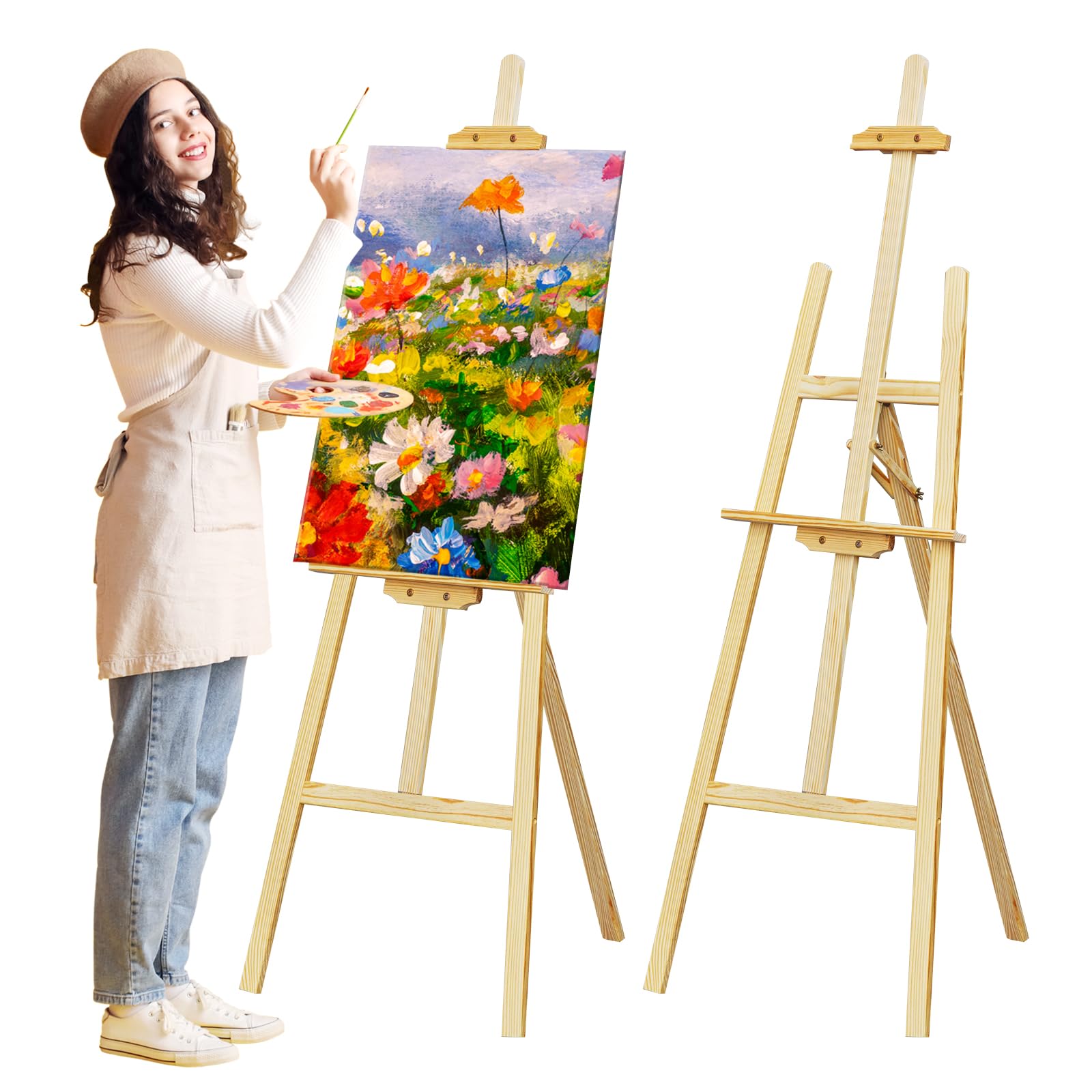 Amazon.co.jp: NianFeng 木製イーゼル 絵画の高さ調節可能