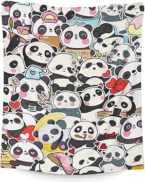 Panda Blanket Gifts - 30"x40" Cute Throw Blanket for Kids, Adults - Black Soft Fuzzy Blankets for Couch & Office