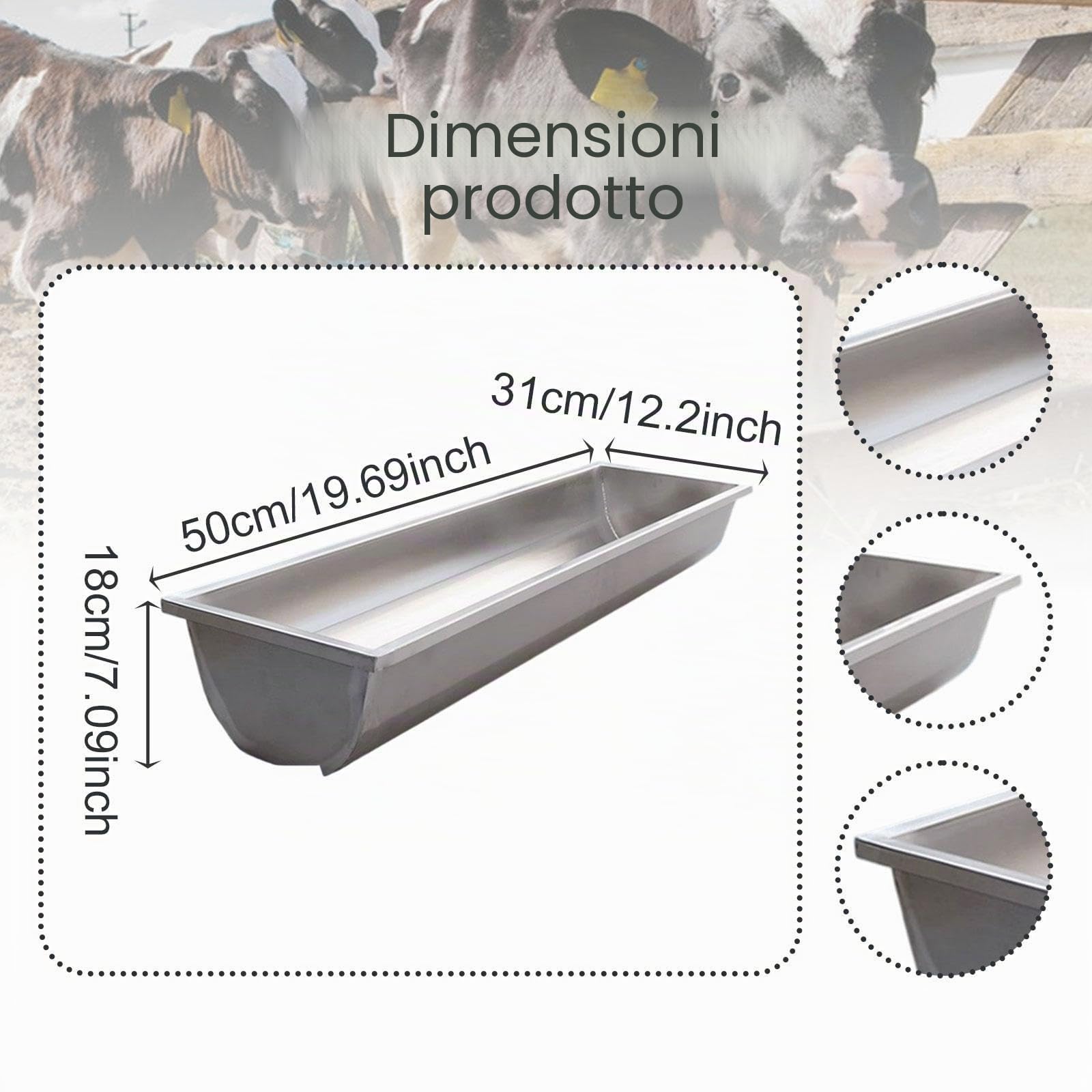 Baoblaze Mangiatoia in Acciaio Inox Facile da Pulire per Capre, Vitelli, Capre E Bovini