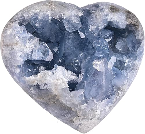 Vista 16 de Geoda de cristal celestita azul crudo natural curativo racimo grande de piedra celestina irregular para decoración del hogar, 1-1.5 libras Celestite