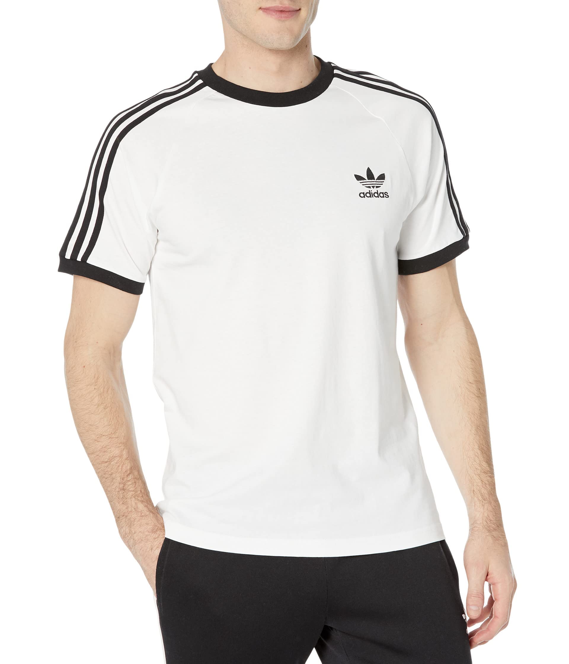 Adidas Originals Men's White Adicolor Classics 3-Stripes T-Shirt, Medium