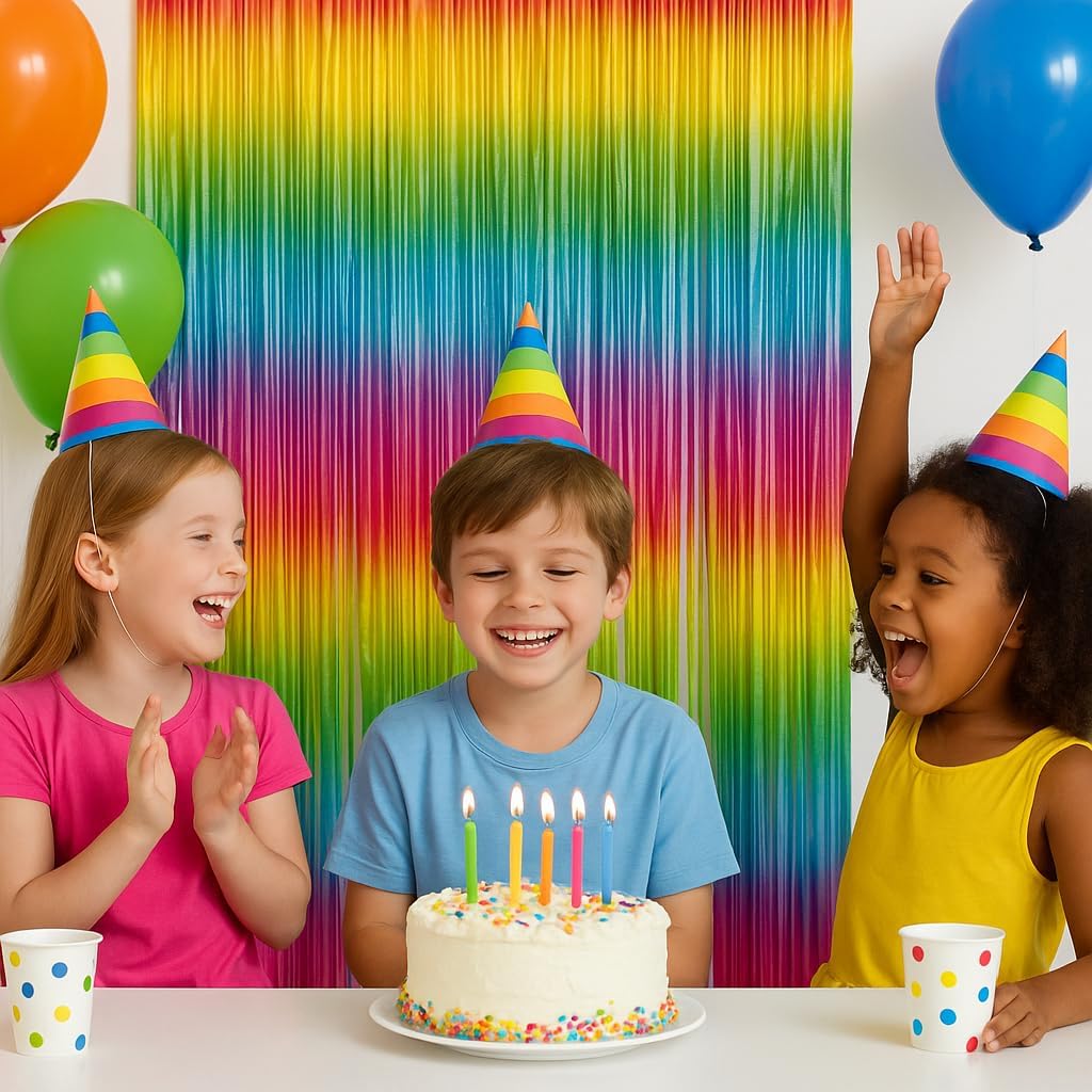 Party Fringe Door Curtain, Metallic Tinsel Backdrop for Birthdays, Photo Booths & Celebrations, 3.25 ft x 6.25 ft