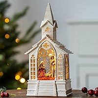 Vista 24 de Globo de nieve navideño con escena de cardenal iluminado, linterna musical de agua con nieve girando y brillando, decoración festiva y regalo