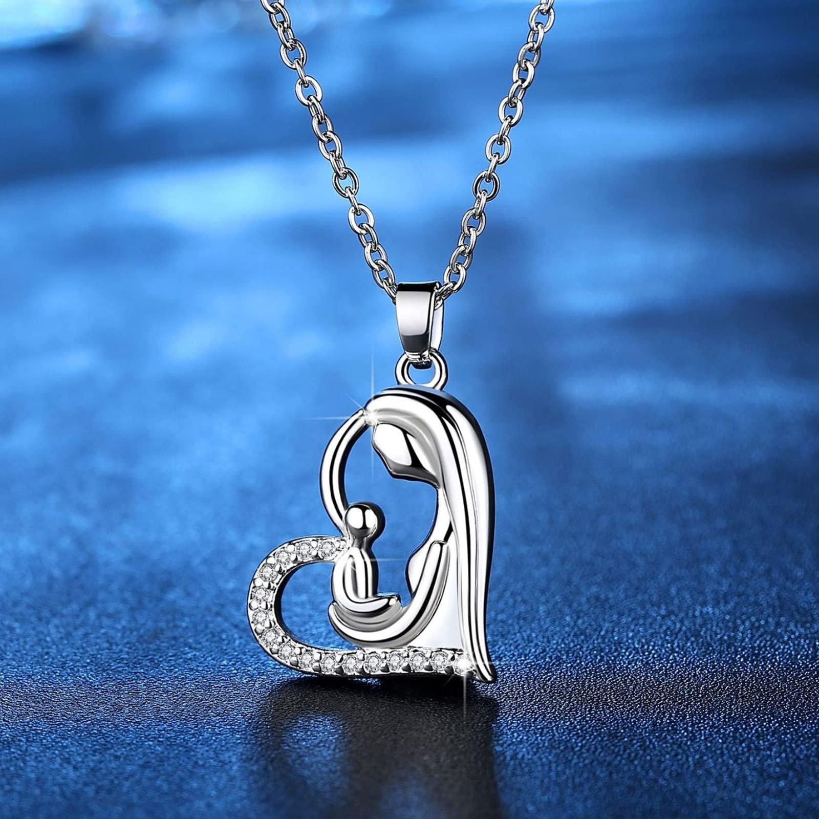Collar de 14 quilates con colgante, collar de mujer con corazón de diamante, collar simple Rolo, regalo para el día de la madre, 50CM, Vidrio Cuero, Diamante
