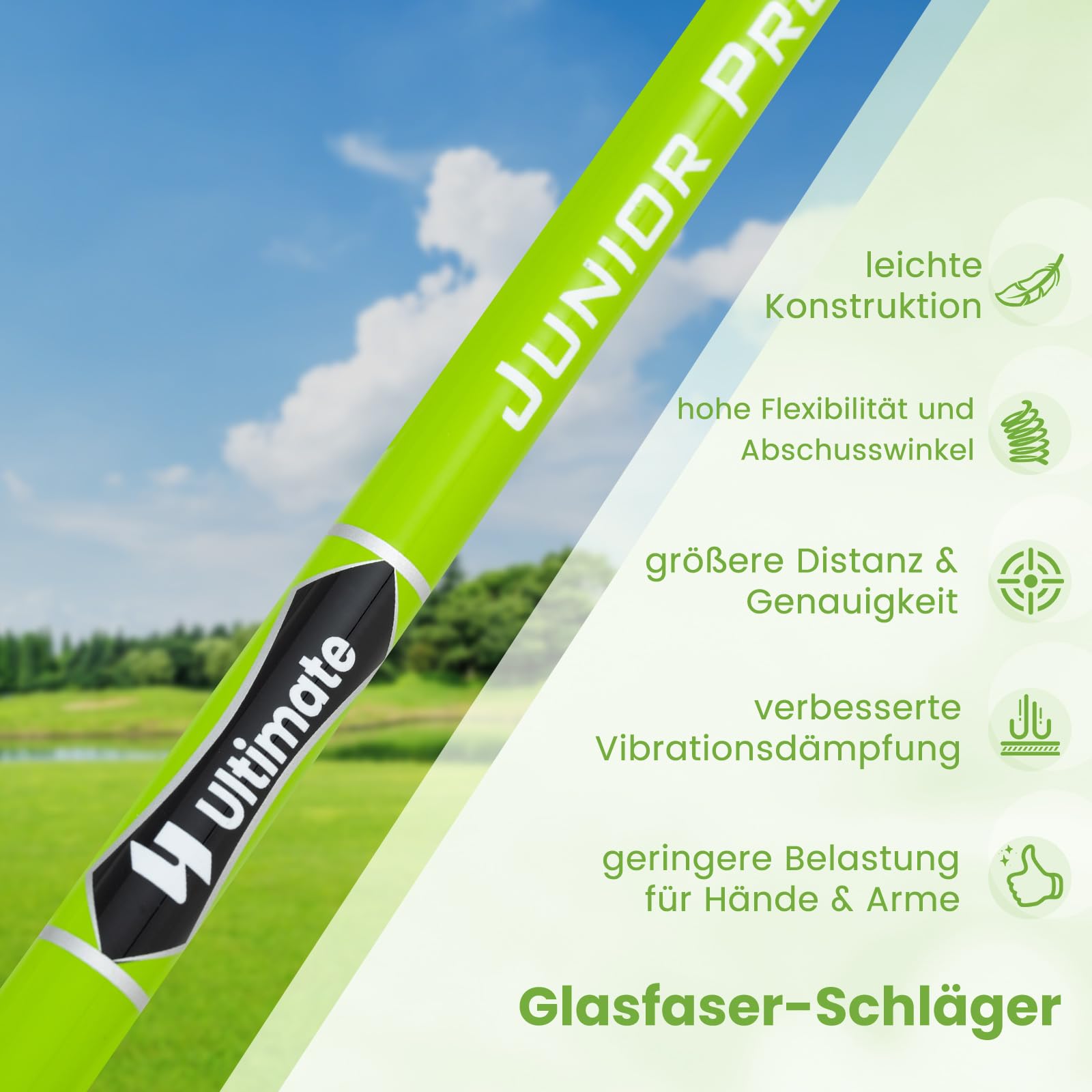 GYMAX Kinder-Golfschläger #7 Eisen, Golf Eisen mit Fiberglas-Schaft & Kopfschutz, für Rechtshänder, für Jungen & Mädchen im Alter 8-10 Jahren