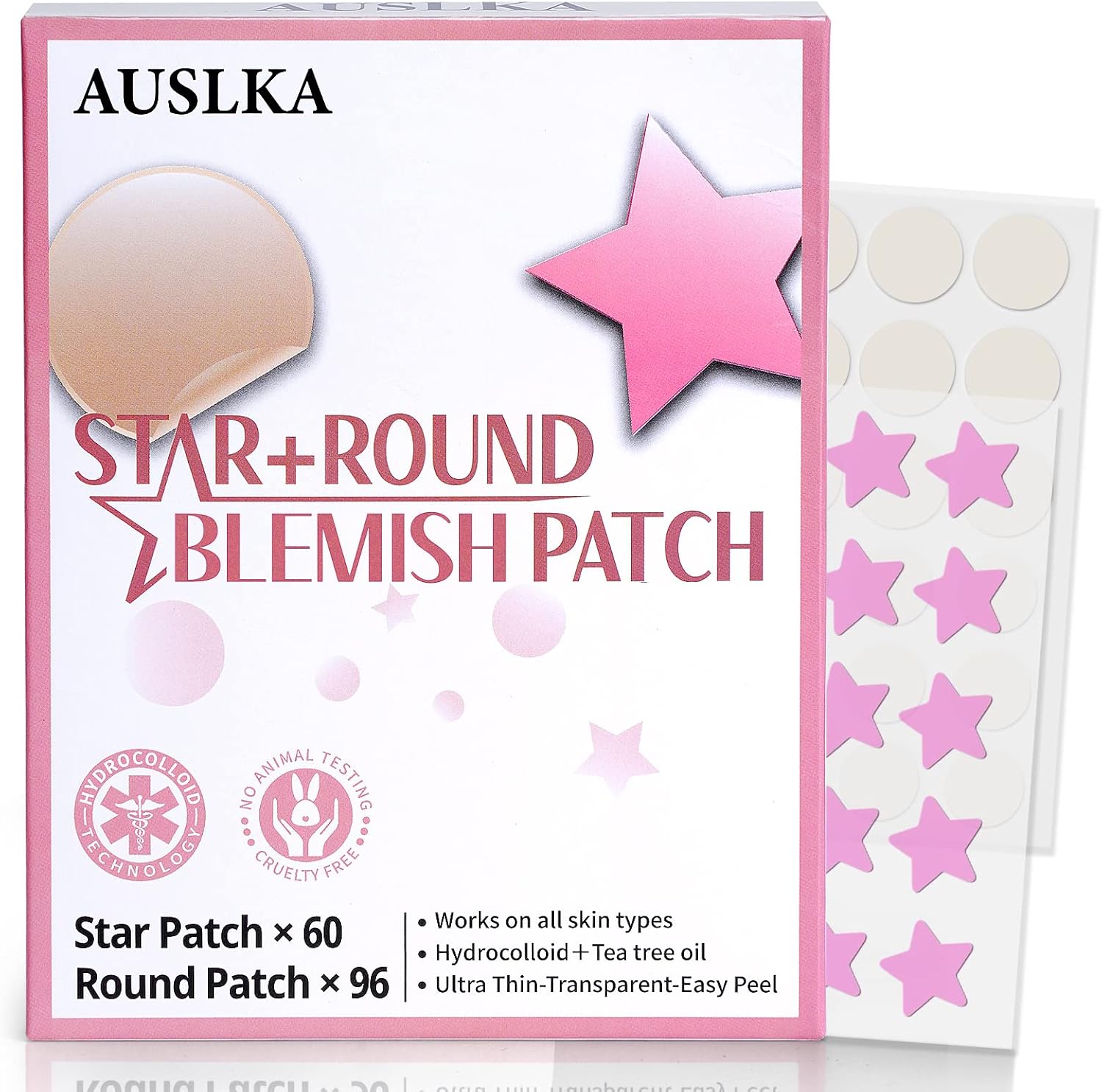 AUSLKA Star Blemish Patches 156 Patches Hydrocolloid Spot Patches