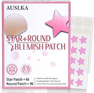 AUSLKA Star Blemis Patches -156 Patches - Hydrocolloid Spot Dots, Blemishes Patch - Zit Stickers, Patches To Cover Facial Blemishes