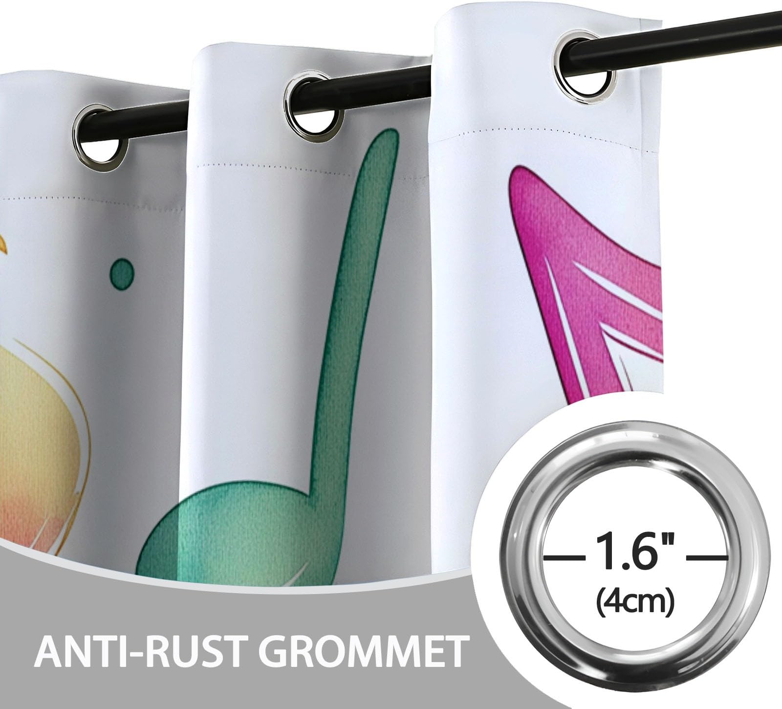 Isolant Anti-Froid et Chaleur, Rideaux Thermiques 91.5L X 160H cm (2 Panneaux), Notes De Dessin Animé À L'Aquarelle pour Chambre d'enfant, Coloré