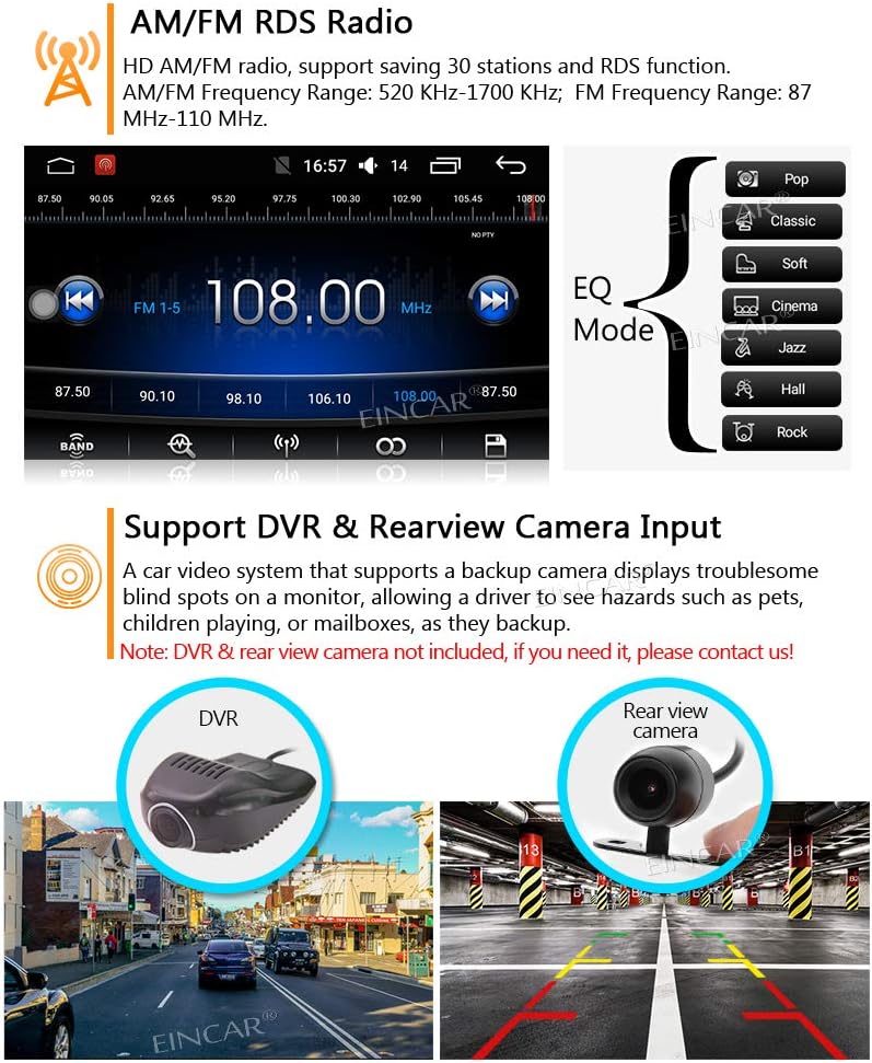 EinCar Android Car Stereo Bluetooth and screen mirror functions