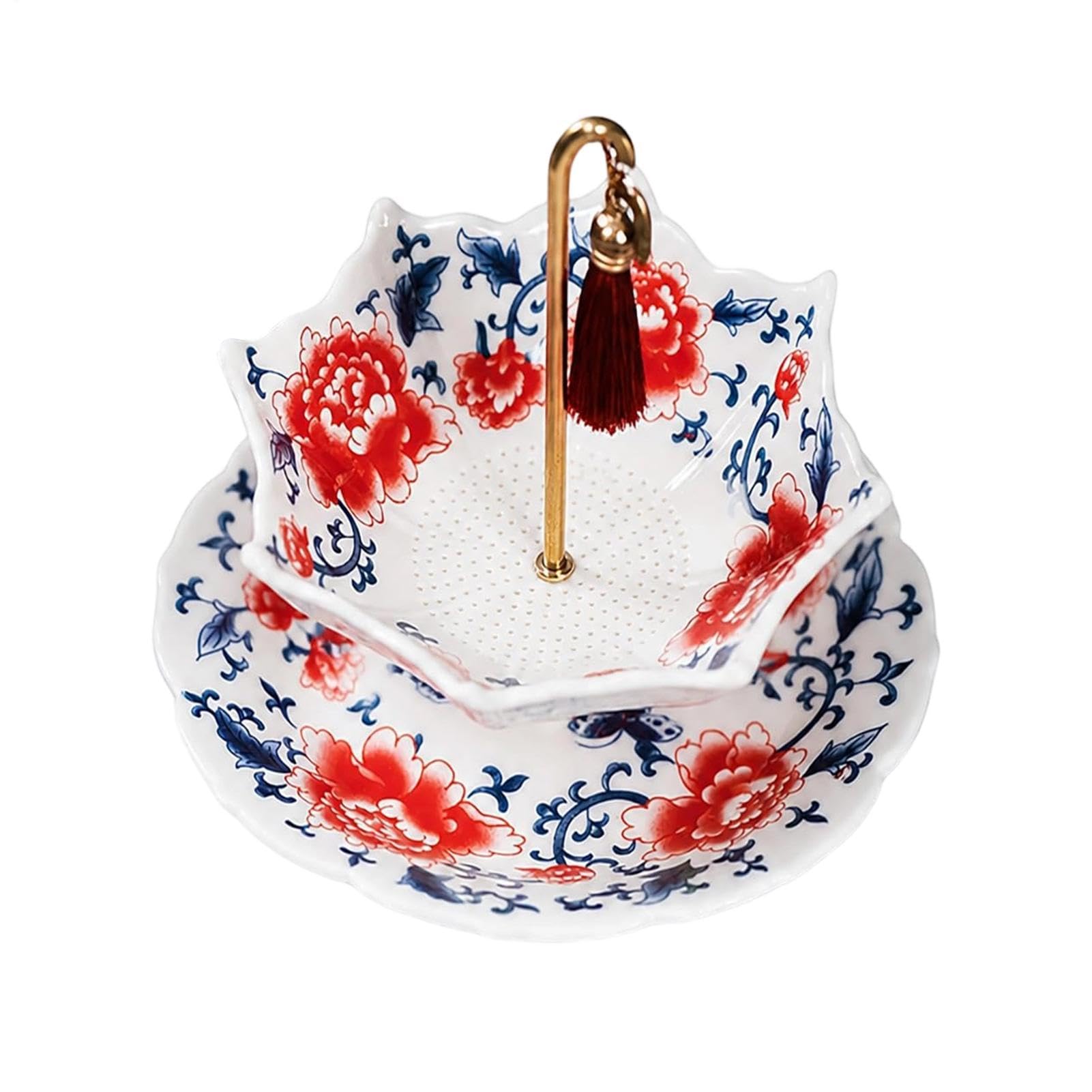 Passoire à thé en porcelaine bleue et blanche rotative et multifonction pour infusion