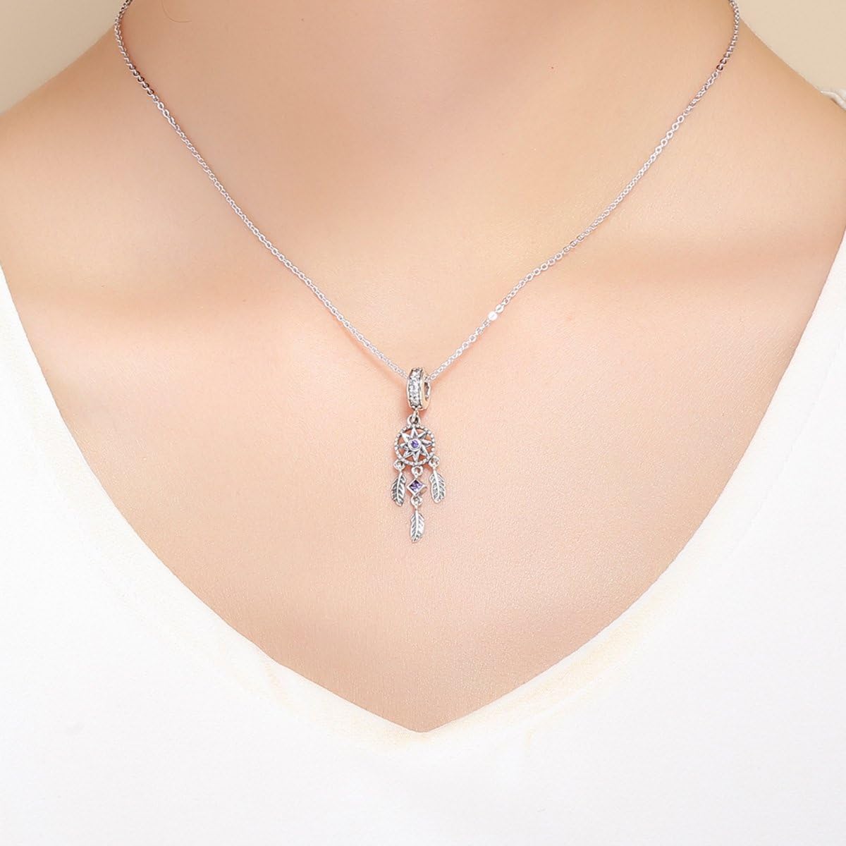 Dream Catcher Dangle Charms fit Pandora Style Bracelet,925 Silver Charm Dream Bead Good Wishes Charms for Dreamcatcher (Purple) - Image 4