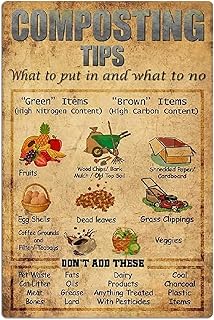 Composting Tips Metal Tin Signs What To Put In And What To No Posters Farmers Reference Guide Plaques Farm Farmhouse Home Wall Art Decor 5.5x8 Inch