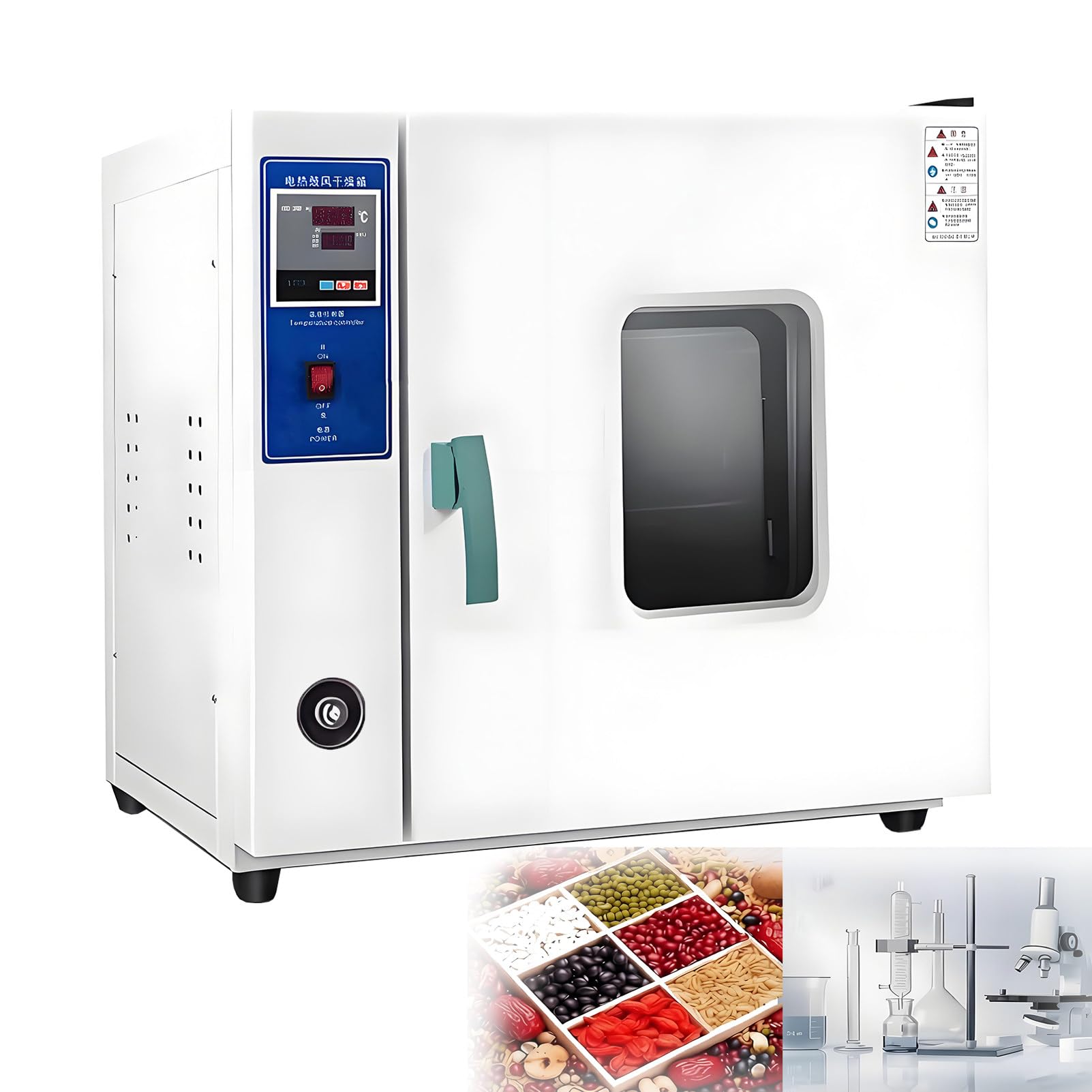 Forni da Laboratorio Sottovuoto con Riscaldamento Elettrico, Forno a Convezione Forzata Ad Aria Digitale con Controllo Intelligente della Temperatura, velocità del Vento Regolabile 43L