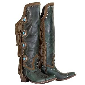 Yolkomo Cowboy Boots for Women Knee High Western Cowgirl Boots with Fringe Tassels Buckles