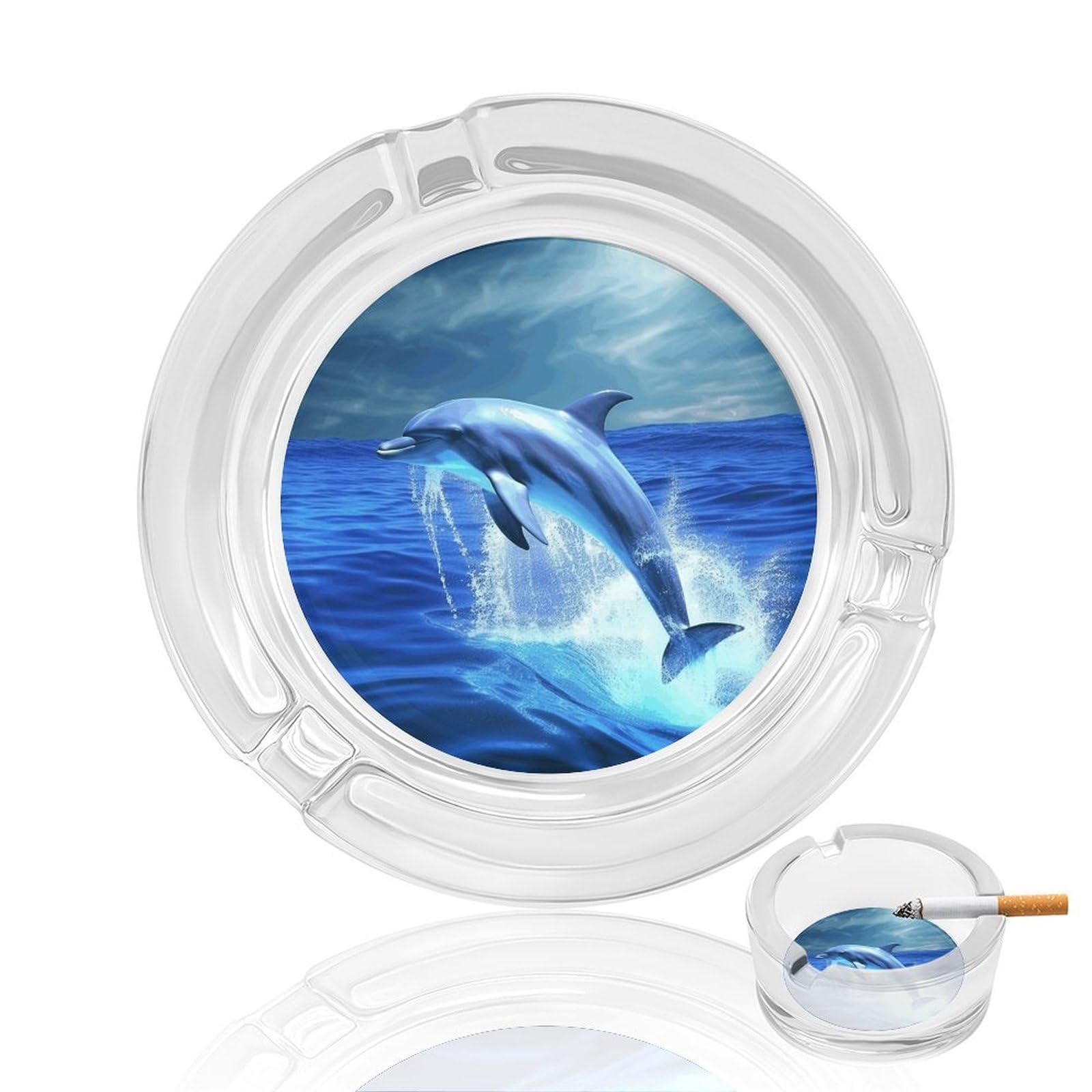 Cendrier de bureau en verre bleu dauphin pour allier propreté et esthétique marine