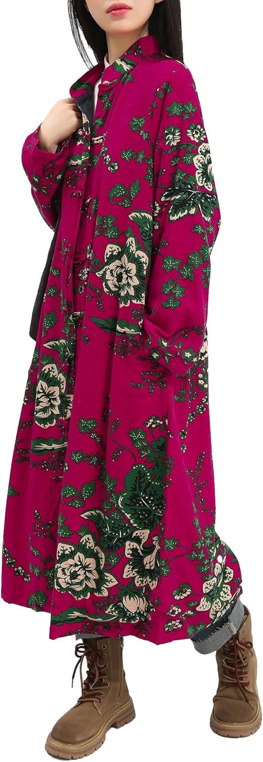 Women's Linen Trench Coat - Boho Jacket Floral Penny Lane Style with Cotton Lining - Image 4