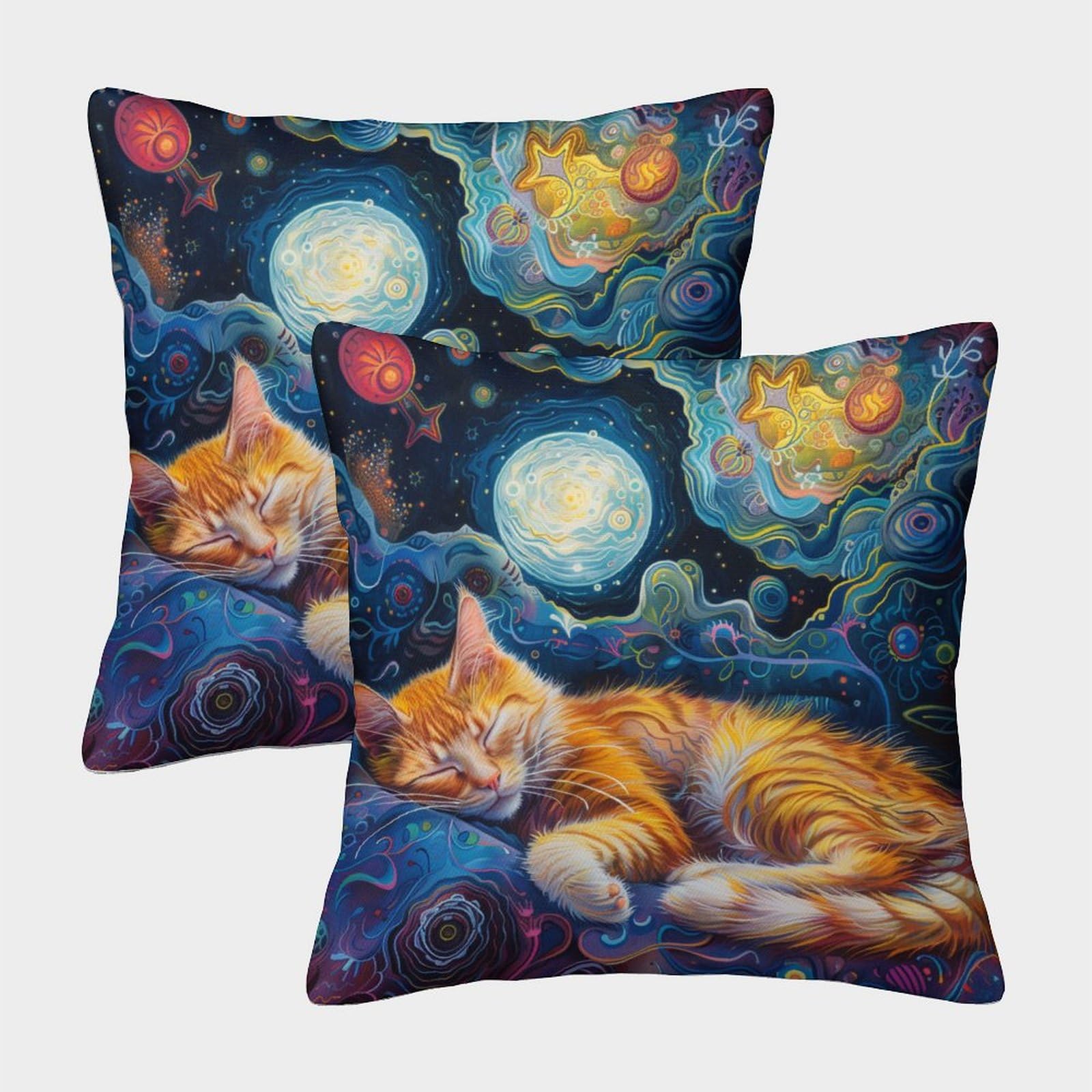 Gparsddio Style Kitten With Invisible Zipper Pack Of 2 Square Cushion Covers Decorative Pillow Cases For Sofa Couch Chair Livingroom Bedroom 45X45cm