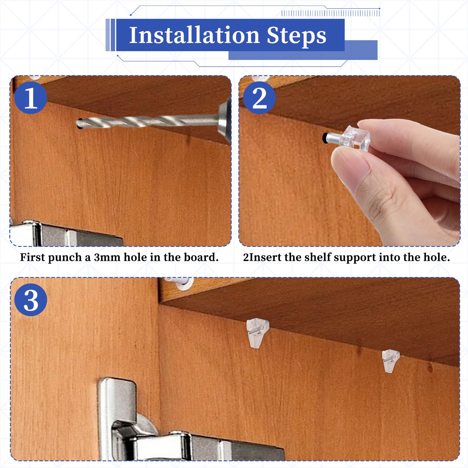 20pcs 3/16 Inch Shelf Support Pegs,Clear Plastic 5mm Shelf Pins,Shelf Support Pins for Wood Shelving,Kitchen,Furniture Shelf Bracket Nail — Amazon image 4