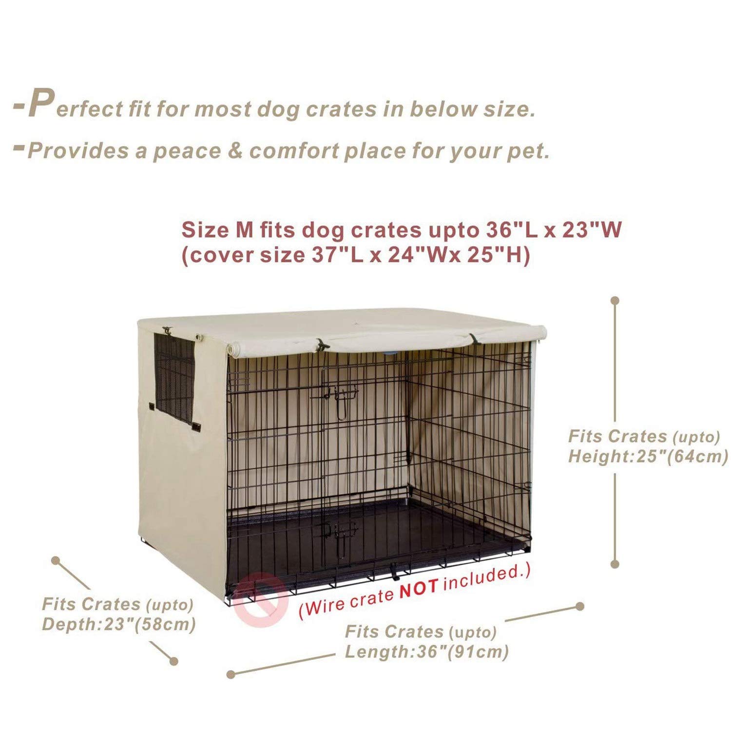 Hundekäfig-Abdeckung Ochsenstoff, universell passend für 91,4 cm Draht-Hundebox