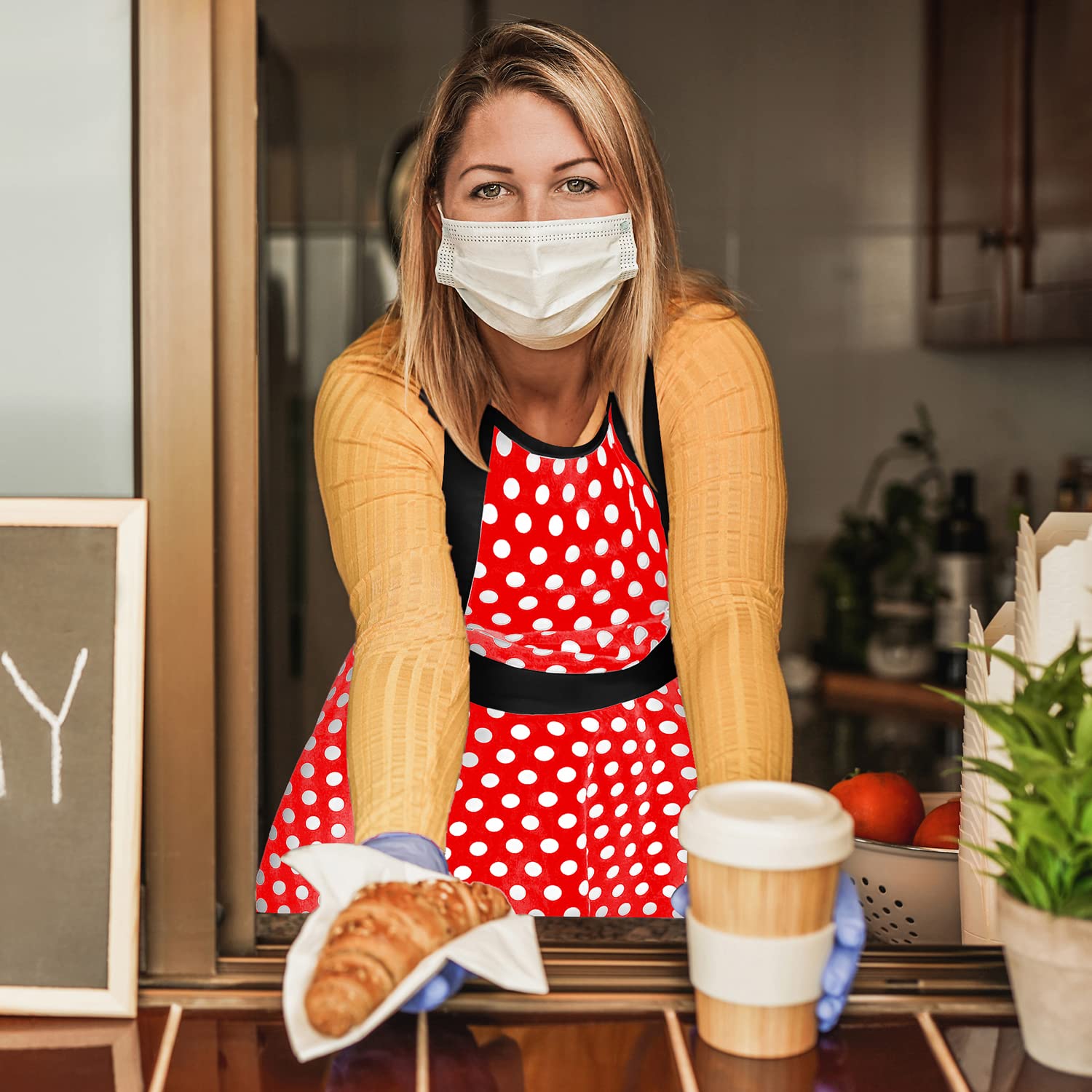 Violet Mist Cute Lovely Retro Aprons for Women Girl Ladies Sexy Sweetheart Vintage Aprons 50s PolkaDot Vintage Christmas Apron kawaii Cooking Kitchen Ruffle Witch Apron Housewife Waitress Mothers Gift