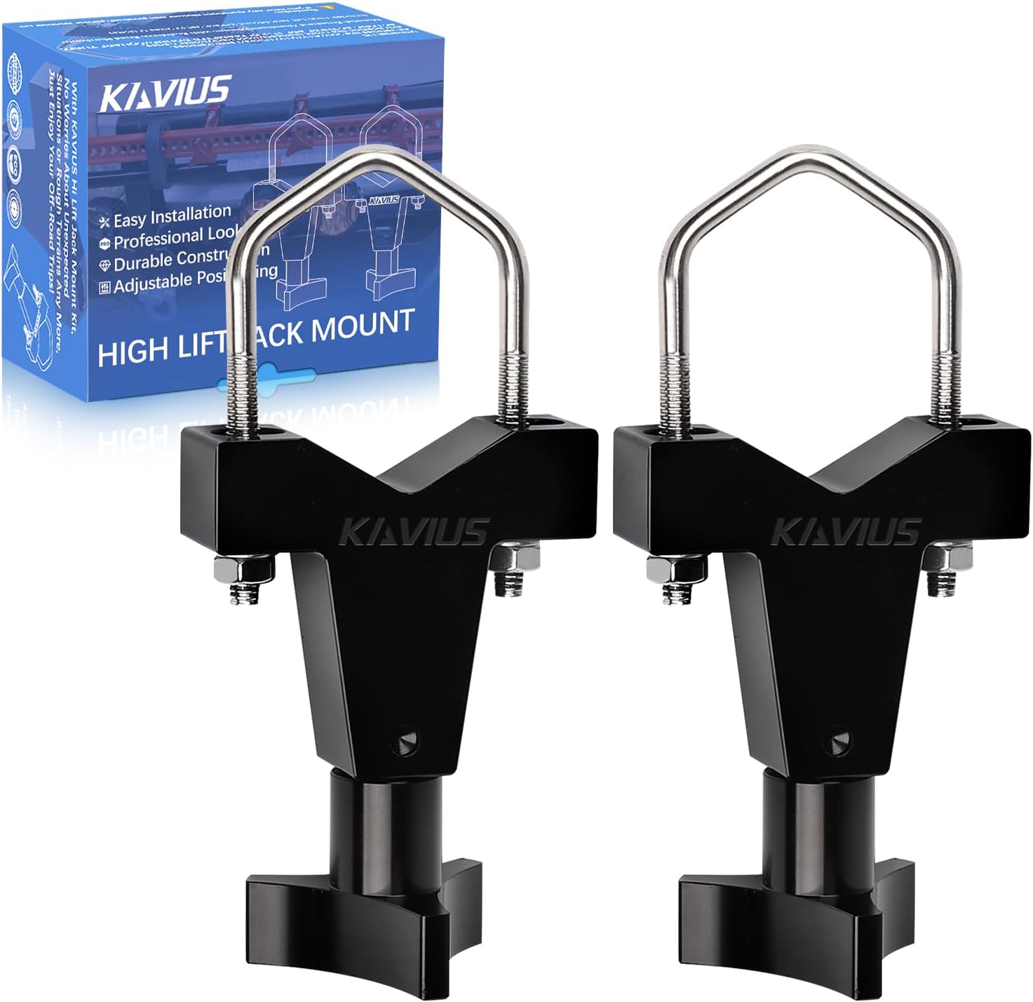 High Lift Jack Tube Mount, 1-2.5" Compatible with Jeep RZR Offroad Polaris Universal Vehicle Truck, Aluminum, Black