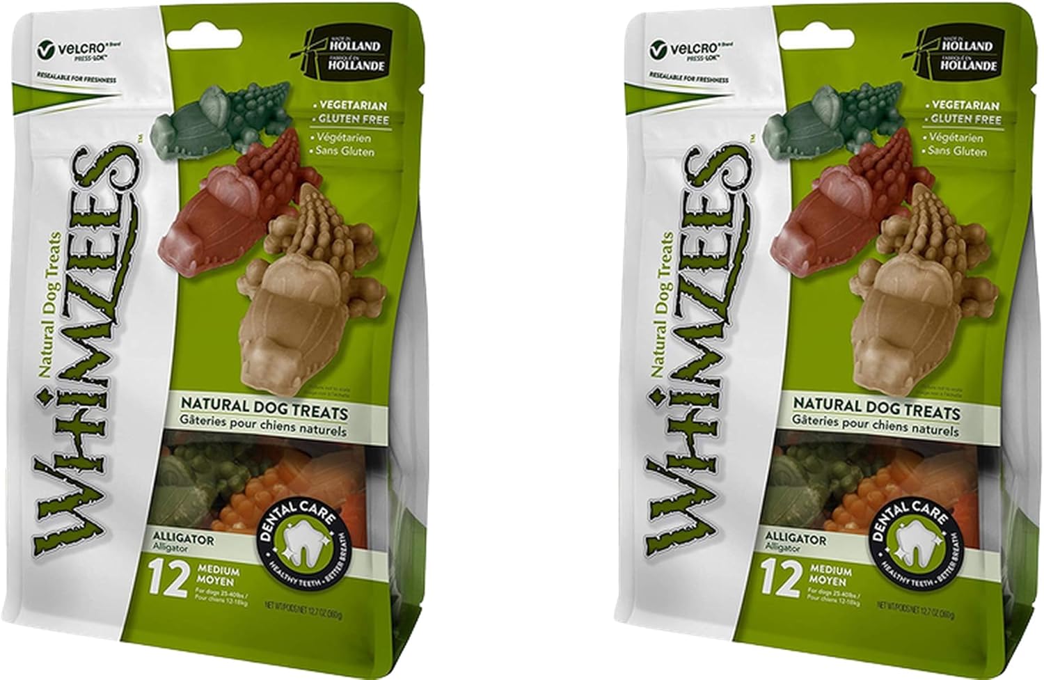 Whimzees 24 Count Medium Alligator Chews, Gluten Free Natural Dog Treats2